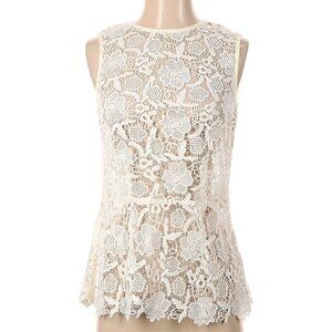 Cabi White Sleeveless Sheer Lace Peplum Top Size XS​